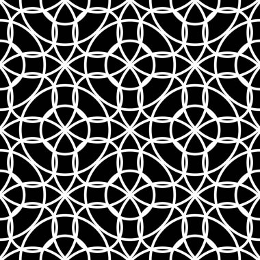 Kusursuz ızgara deseni tasarla. Soyut monokrom iç içe geçmiş. Vektör sanatı