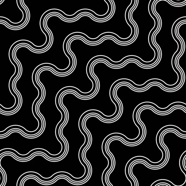 Diseño Patrón Ondulación Sin Costuras Fondo Zigzag Monocromo Abstracto Arte — Archivo Imágenes Vectoriales