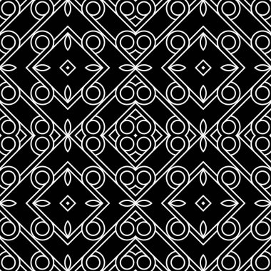 Kusursuz geometrik desen tasarla. Soyut monokrom rendeleyici dekoratif arka plan. Vektör sanatı