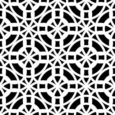 Kusursuz ızgara deseni tasarla. Soyut monokrom iç içe geçmiş. Vektör sanatı