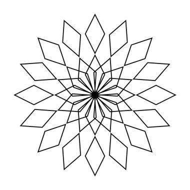 Tek renkli dekoratif kar tanesi elementi tasarla. Soyut ızgara arkaplanı. Vektör sanatı illüstrasyonu