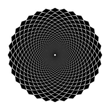 Spiral illüzyon arkaplanı tasarla. Soyut tek renkli arkaplan. Vektör-sanat çizimi. Eğim yok