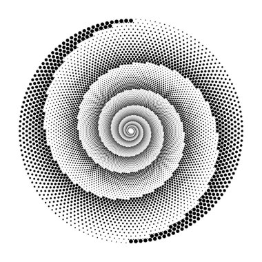 Arkaplanda spiral noktalar tasarla. Soyut tek renkli arkaplan. Vektör-sanat çizimi. Eğim yok
