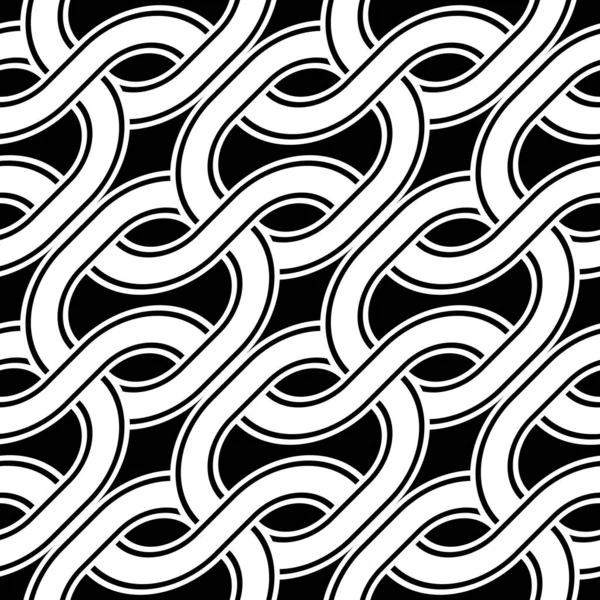 Ontwerp Naadloos Monochroom Zigzagpatroon Abstract Met Elkaar Verweven Achtergrond Vectorkunst — Stockvector