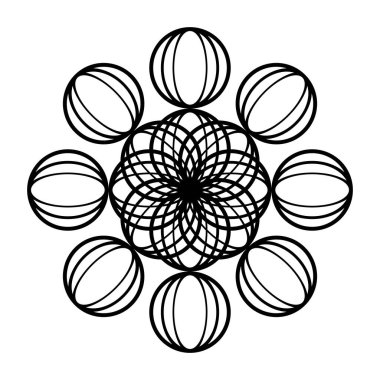 Monokrom dekoratif daire elementi tasarla. Soyut ızgara arkaplanı. Vektör sanatı illüstrasyonu
