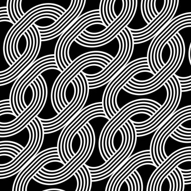 Kusursuz monokrom zigzag deseni tasarla. Soyut iç içe geçmiş. Vektör sanatı