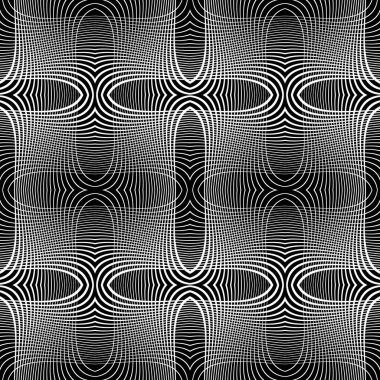 Kusursuz ızgara deseni tasarla. Soyut monokrom iç içe geçmiş. Vektör sanatı. Eğim yok
