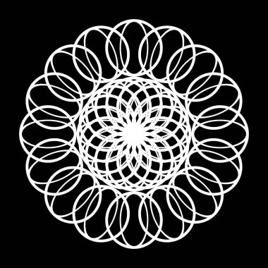 Monokrom dekoratif daire elementi tasarla. Soyut ızgara arkaplanı. Vektör sanatı illüstrasyonu