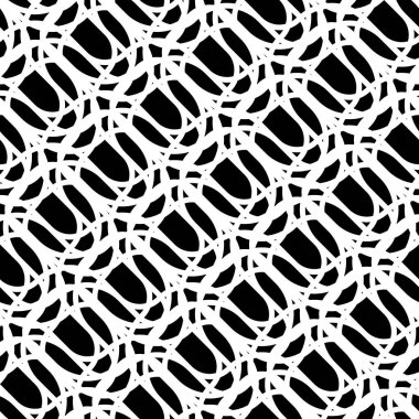 Kusursuz ızgara deseni tasarla. Soyut monokrom iç içe geçmiş. Vektör sanatı