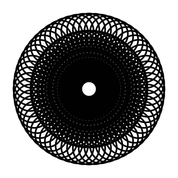 Σχεδιασμός Μονόχρωμο Διακοσμητικό Στοιχείο Κύκλου Αφηρημένο Φόντο Τρίψιμο Εικονογράφηση Διανυσματικής — Διανυσματικό Αρχείο