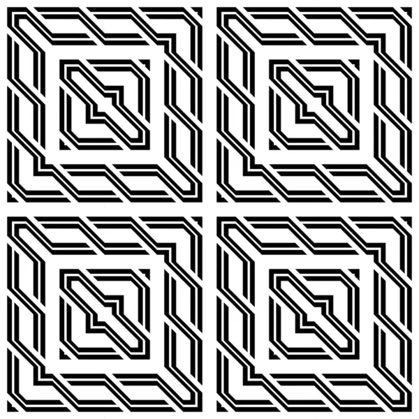 Design Motif Géométrique Monochrome Sans Couture Fond Carré Abstrait Art — Image vectorielle