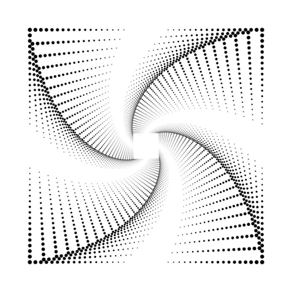 らせん状のドットの正方形の背景を設計 抽象モノクローム背景 ベクトルアートイラスト グラデーションなし — ストックベクタ