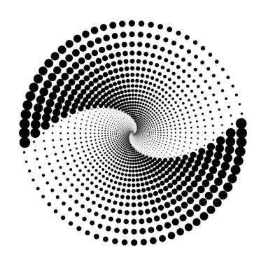Arkaplanda spiral noktalar tasarla. Soyut tek renkli arkaplan. Vektör-sanat çizimi. Eğim yok