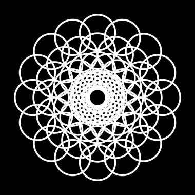 Monokrom dekoratif daire elementi tasarla. Soyut ızgara arkaplanı. Vektör sanatı illüstrasyonu