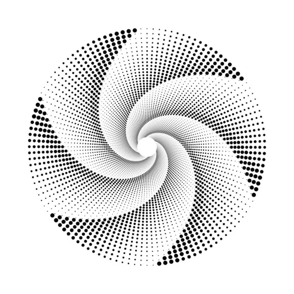 Escenario Puntos Espiral Diseño Fondo Monocromo Abstracto Ilustración Arte Vectorial — Vector de stock