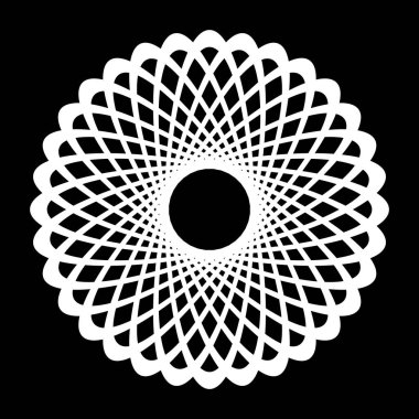 Monokrom dekoratif daire elementi tasarla. Soyut ızgara arkaplanı. Vektör sanatı illüstrasyonu