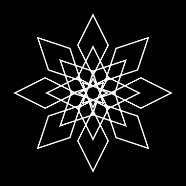 Tek renkli dekoratif kar tanesi elementi tasarla. Soyut ızgara arkaplanı. Vektör sanatı illüstrasyonu