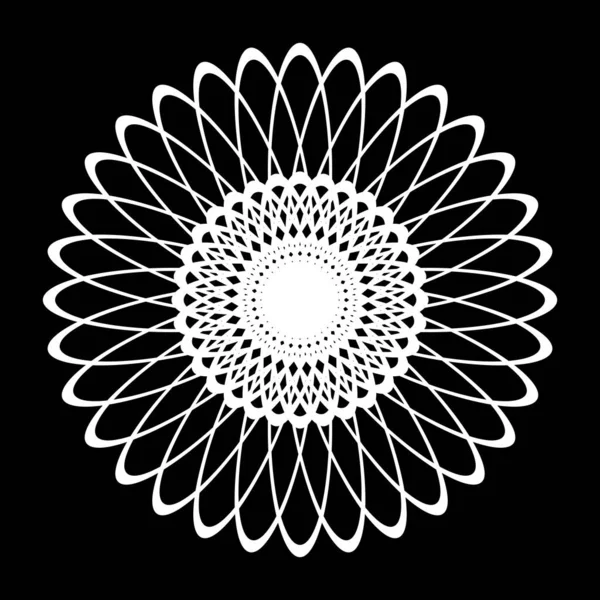 Élément Cercle Décoratif Monochrome Design Fond Floral Abstrait Illustration Vectorielle — Image vectorielle