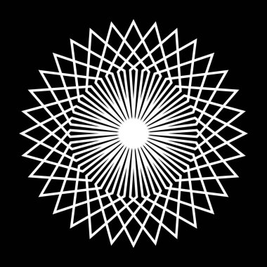 Monokrom dekoratif daire elementi tasarla. Soyut ızgara arkaplanı. Vektör sanatı illüstrasyonu