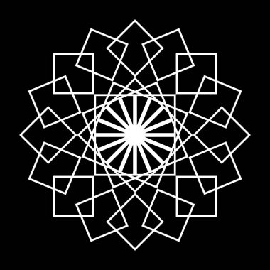 Monokrom dekoratif daire elementi tasarla. Soyut ızgara arkaplanı. Vektör sanatı illüstrasyonu