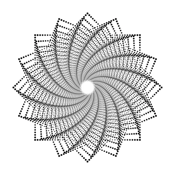 螺旋状のドットの花の背景をデザイン 抽象モノクローム背景 ベクトルアートイラスト グラデーションなし — ストックベクタ