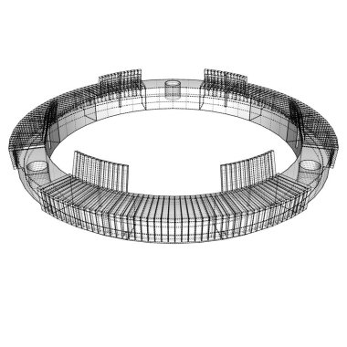 3 boyutlu illüstrasyon: Kareler ve parklar için Tempo neo karmaşık bank.