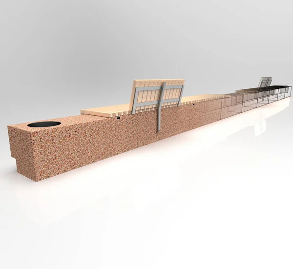 3 boyutlu illüstrasyon: Kareler ve parklar için Tempo neo karmaşık bank.