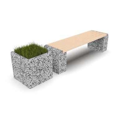 3D model Euro1 bank ve Carolina saksısı