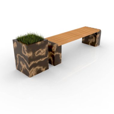 3D model Euro1 bank ve Kil saksı