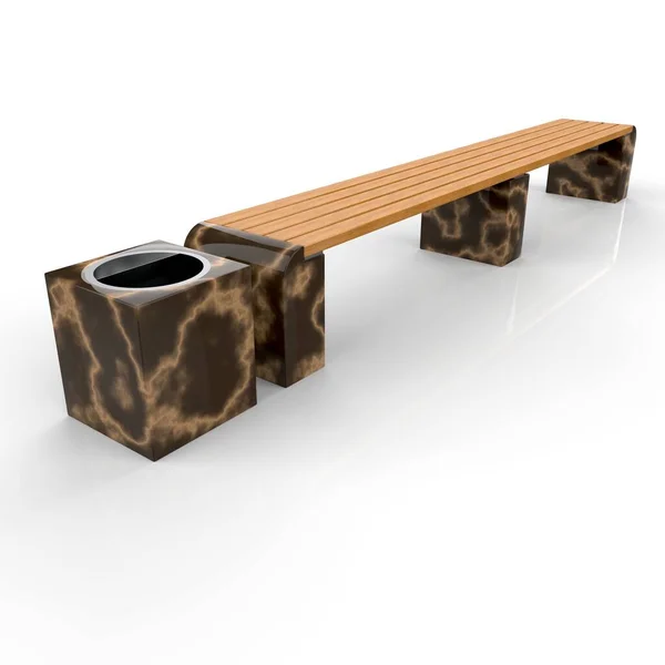 3D модель Euro1 line bench and Quadro urn — стоковое фото