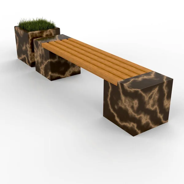 3D model Euro2 bank ve Carolina saksısı