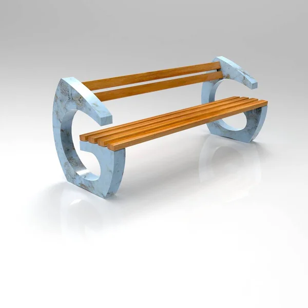 3D model bank Parkbank-Beton-weiss-099-eiche mavi mermer — Stok fotoğraf
