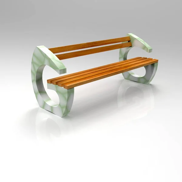 3D model bank Parkbank-Beton-weiss-099-eiche Green Terrazzo Zemin — Stok fotoğraf