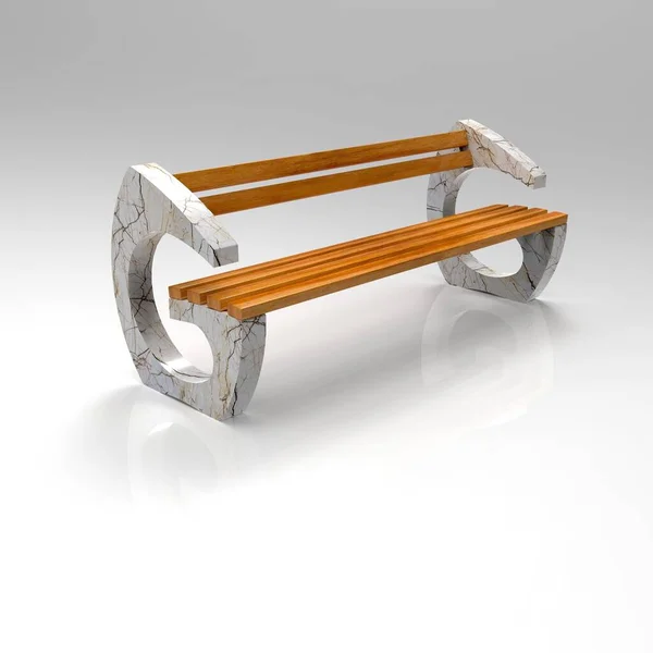3-я модель скамейки Parkbank-Beton-weiss-099-eiche Мраморное белое золото — стоковое фото