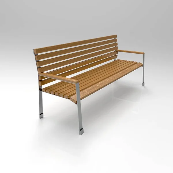 3D image park bench classic metall and wood — стоковое фото