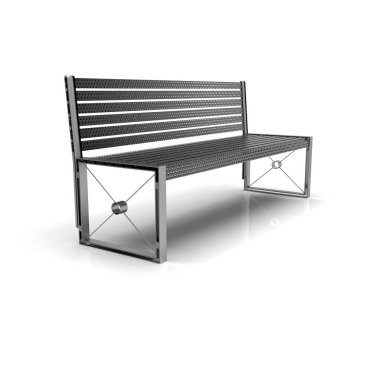 3D imaj sokak bankı. Metal ve ahşap. Skeç Isometric.26