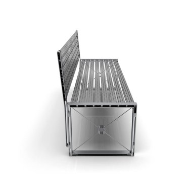 3D imaj sokak bankı. Metal ve ahşap. Skeç Isometric.28