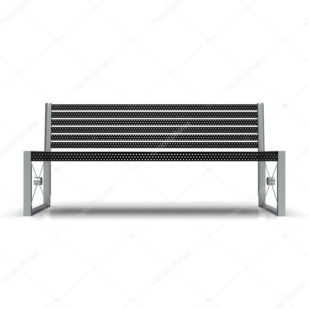 3D image street bench. Metal and wooden. Sketch Isometric.2 1