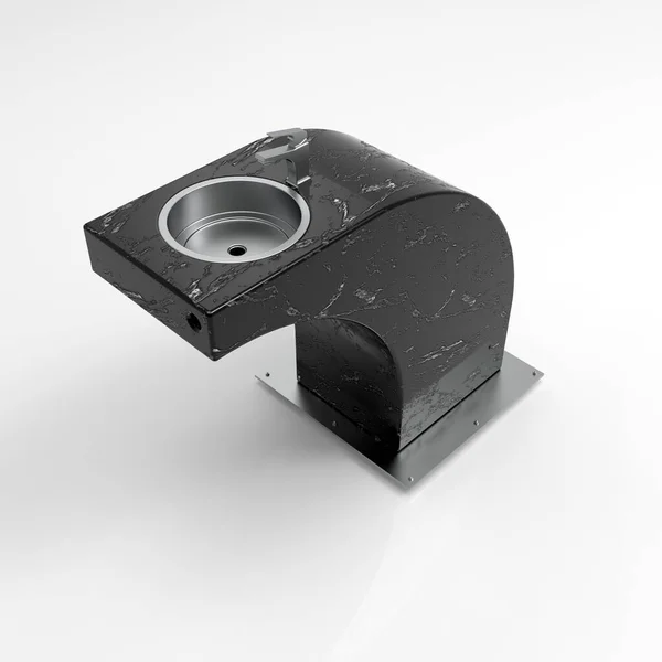 İçilen bahçe çeşmesinin 3 boyutlu görüntüsü siyah mat mermer.