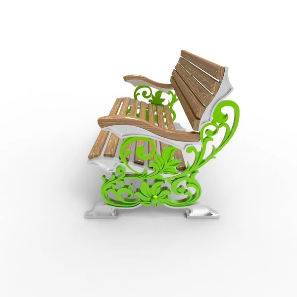 3D изображение алюминиевой скамейки Flora 9 — стоковое фото