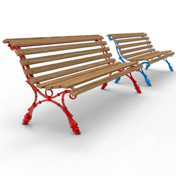 3D obraz ławki aluminiowej nowej Europy 6 — Zdjęcie stockowe