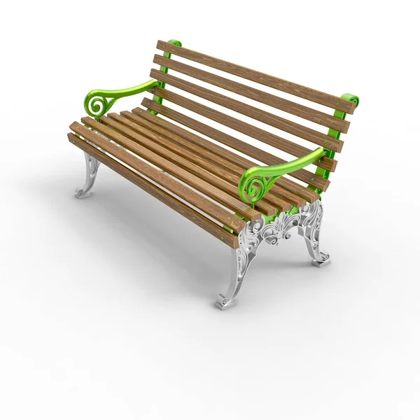 3d image of aluminum bench White night 3 — Stock Photo, Image