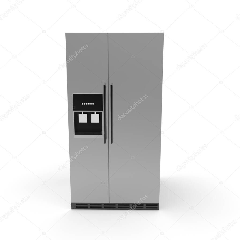 3d image of a color refrigerator with freezer 04
