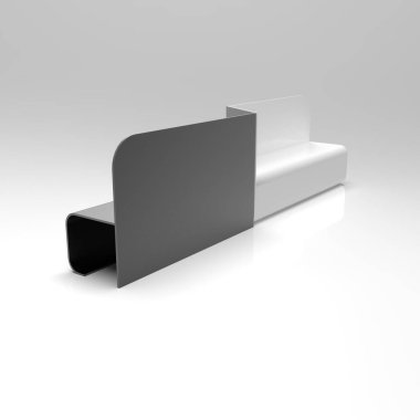 Double Bench beyaz siyah 01 'in 3D görüntüsü