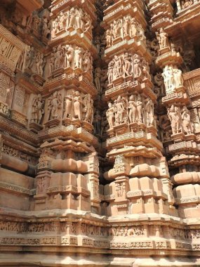 Fresk Visvanatha-Khajuraho, Madhya Pradesh, Hindistan, Unesco mirası da dahil olmak üzere Batı grubu tapınak içinde erotik