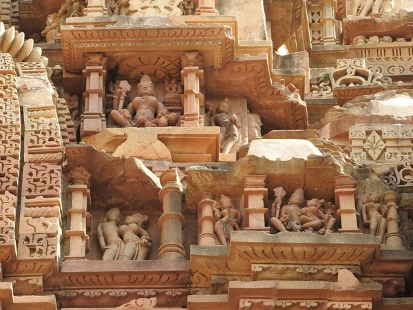 Freskók Erotikus Belsejében Templomok Nyugati Csoport Ideértve Visvanatha Khajuraho Madhya — Stock Fotó