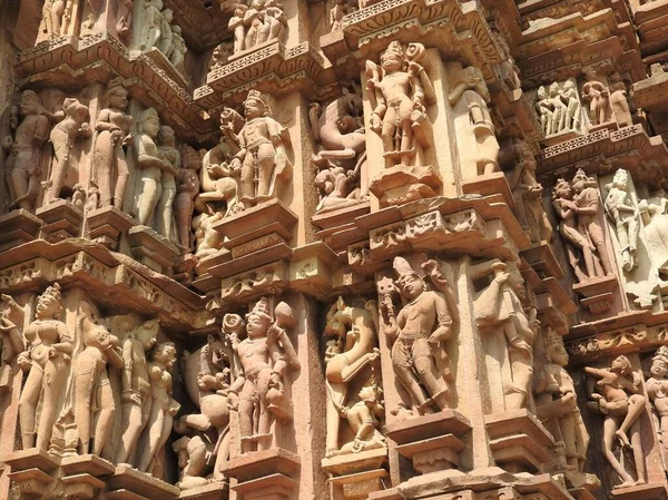 Erotiska Mänskliga Skulpturer Vishvanatha Temple Västra Templen Khajuraho Madhya Pradesh — Stockfoto