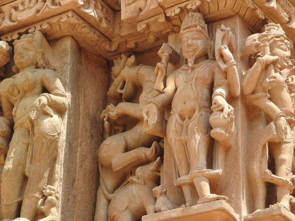 Erotiska Mänskliga Skulpturer Vishvanatha Temple Västra Templen Khajuraho Madhya Pradesh — Stockfoto