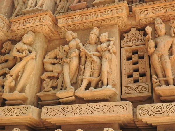 Erotikus Emberi Szobrok Visvanatha Templomban Khajuraho Nyugati Templomai Madhya Pradesh — Stock Fotó