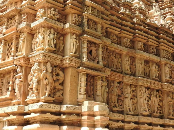 Erotische Menschliche Skulpturen Vishvanatha Tempel Westliche Tempel Von Khajuraho Madhya — Stockfoto